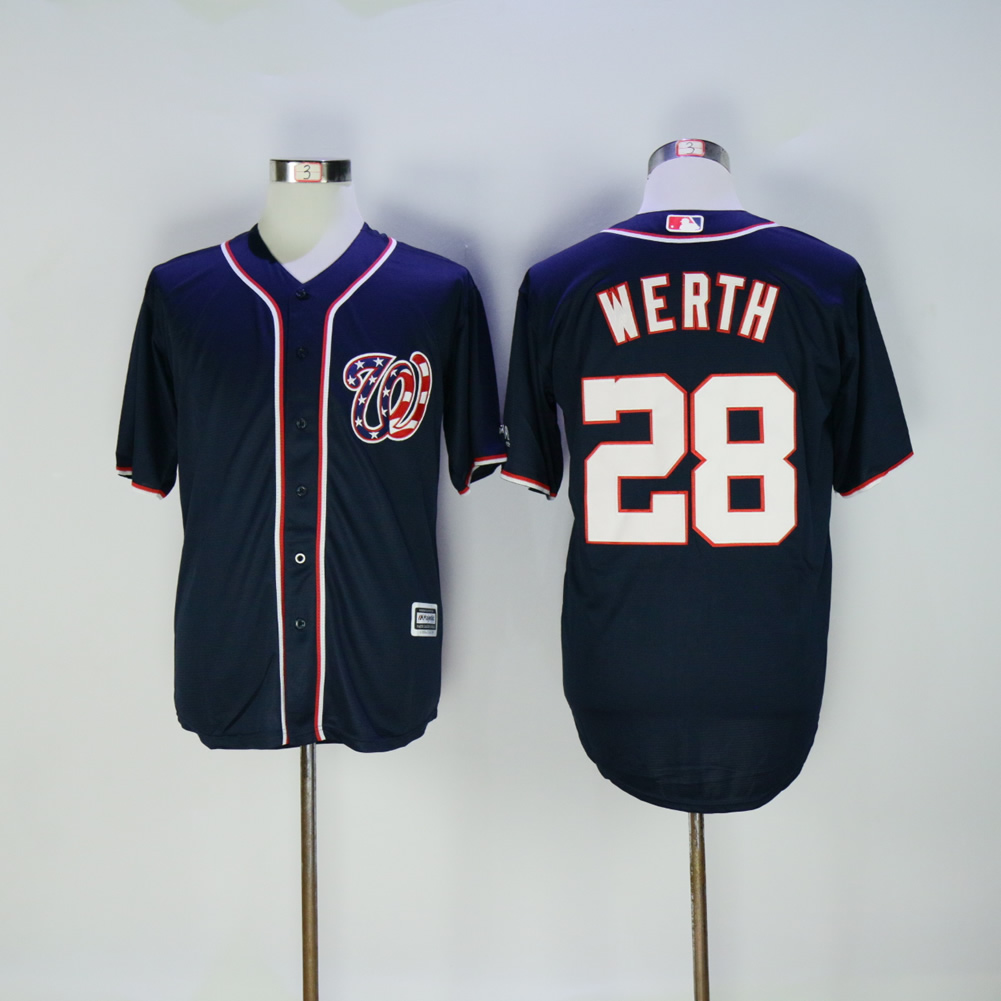 Men Washington Nationals #28 Werth Blue MLB Jerseys->washington nationals->MLB Jersey